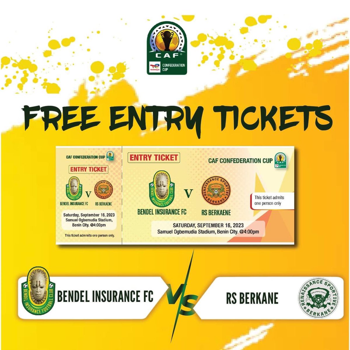 #DontMissOut • Below are important information you need to know about tomorrow's game ahead of CAF Confederation Cup qualifier match between @BendelInsurance and RC Berkane of Morocco, #ECO #MatchDay #CAFConfederationCup #InvestInEdo #EdoMEGA