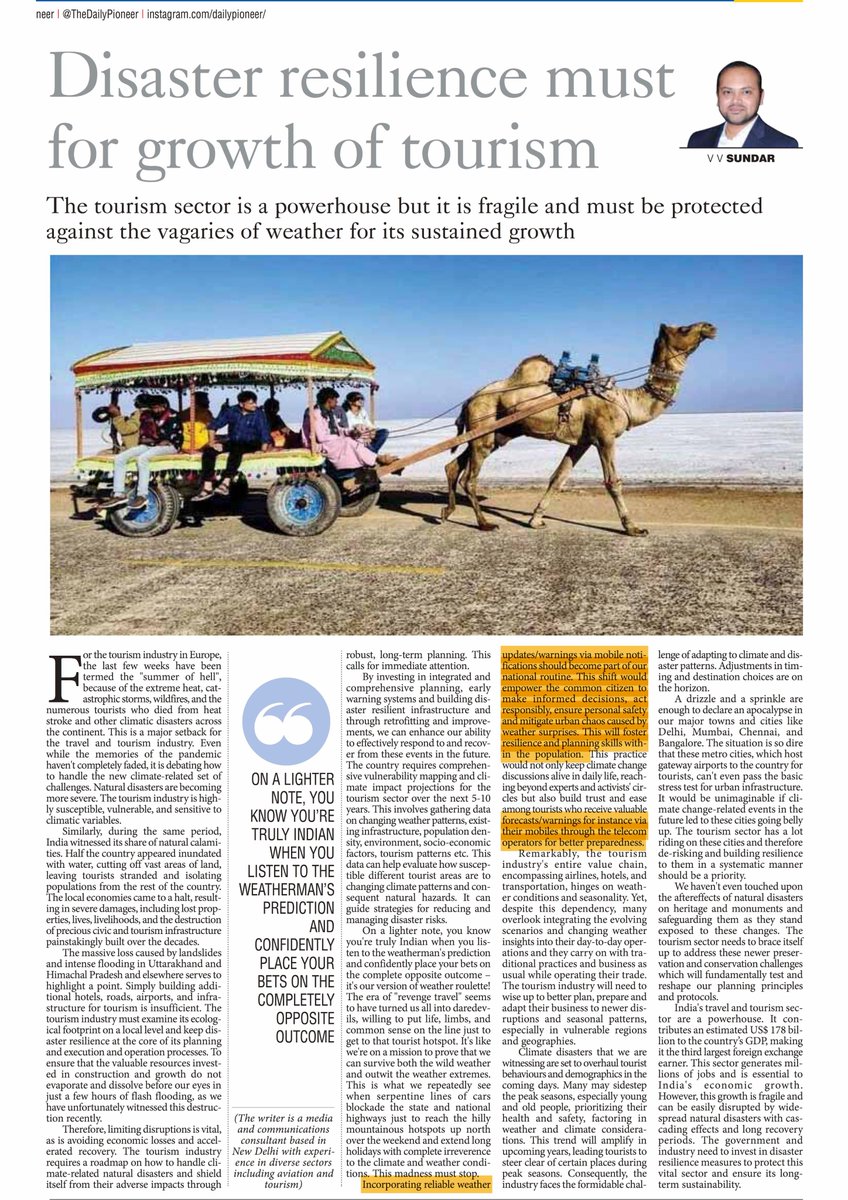 Sundar_VV's tweet photo. In my #Oped (18/08/23), I emphasized the imp. of govt sending #AlertMessages on #mobilephones during #naturaldisasters. Today, millions nationwide received test #alerts – a positive step! #DisasterPreparedness

@NDRFHQ  National Disaster Relief Force #Oped #Disasterresilience https://t.co/5i2EqQYU8y