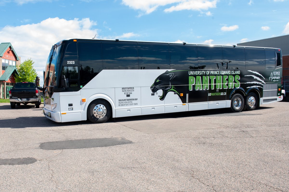 UPEIPanthers's tweet image. Thar she goes!🤩💚

A big thank you to @coachatlantic for "Pantherizing" one of their buses, which has set out on its maiden voyage!🍾

It wouldn't have been possible without the support of our donors and sponsors, as well as @UPEIAlumni. Thank you!

#GoPanthersGo