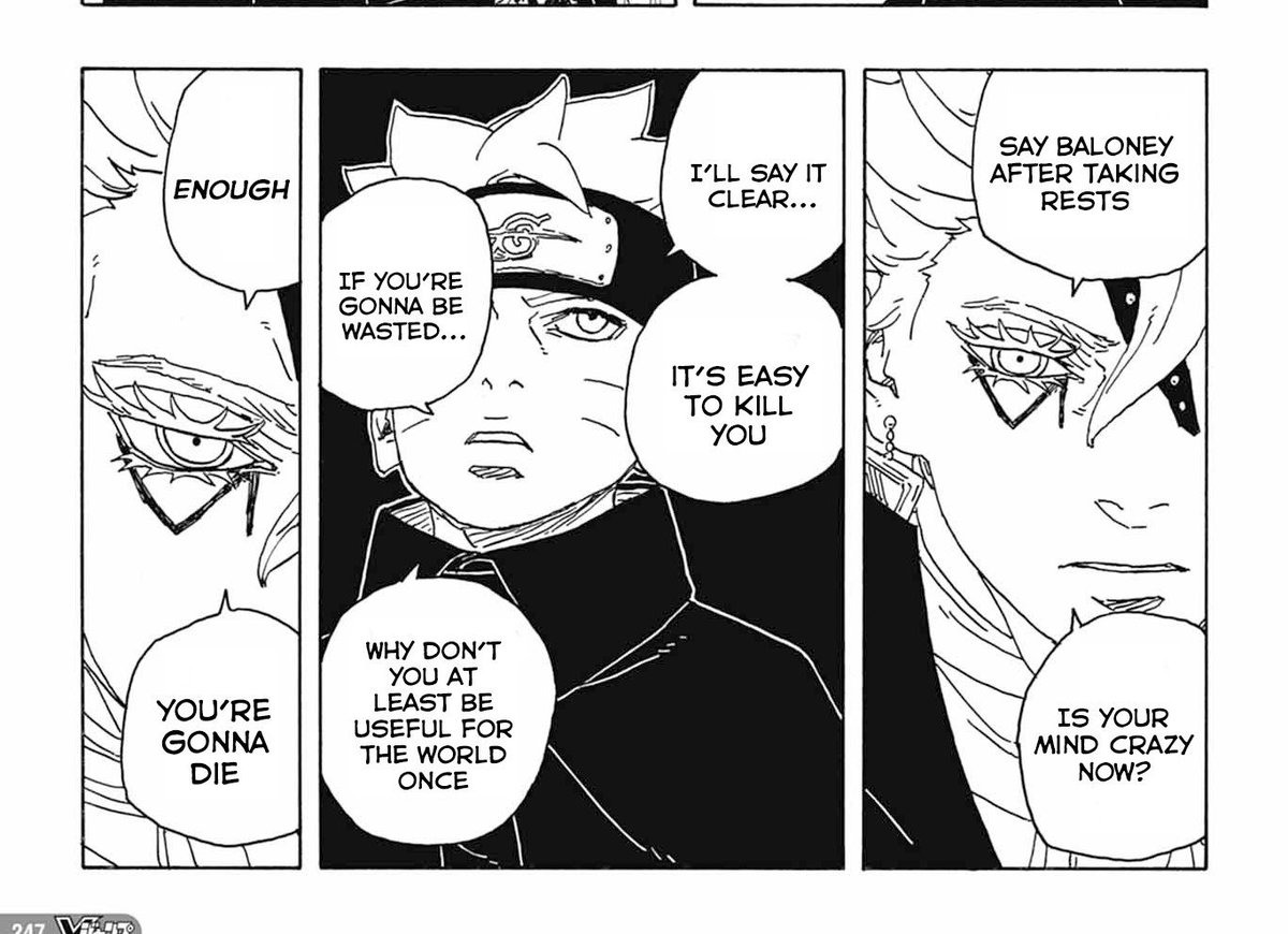 k1k3art's tweet photo. BORUTO TELLING CODE “it’s easy to kill you” crazy telling this to someone who’s stronger than jigen 😭 

#Boruto https://t.co/FYPuRfTznr