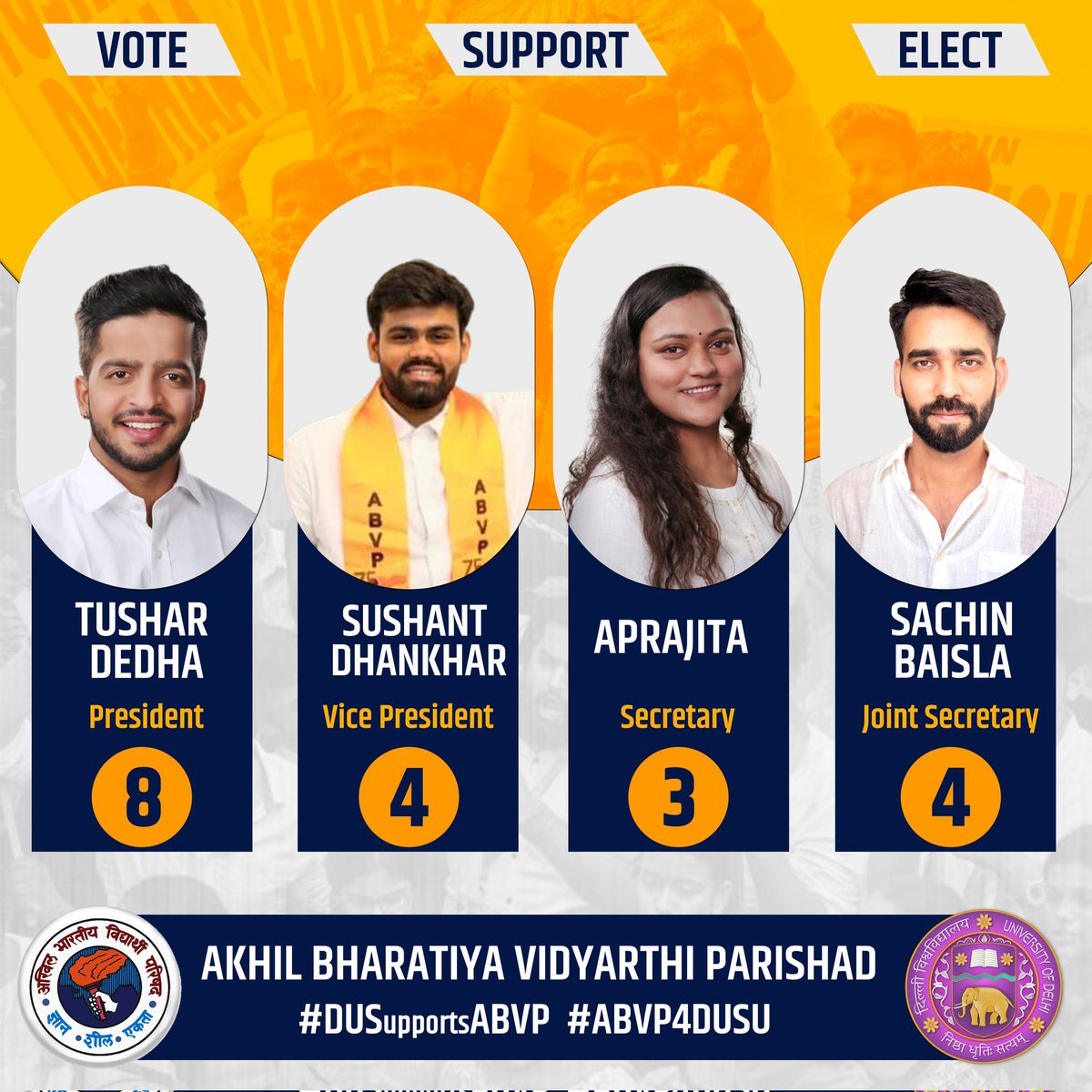 iAshwani_Sharma's tweet photo. 8-4-3-4
ABVP फिर एक बार

#DUSU #आनंदम https://t.co/iz4rKxOuAj