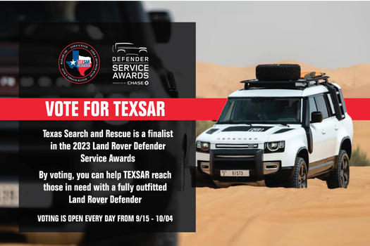 JustenNoakes's tweet photo. Hey #TeamTexas! #TEXSAR has an amazing opportunity to win a Land Rover Defender that will help us help others! All you have to do is click this link and vote everyday until Oct. 4th! Vote for TEXSAR here: https://t.co/yblRkHyMyj
#TexansHelpingTexans #Texas https://t.co/YQvGhqNZlo