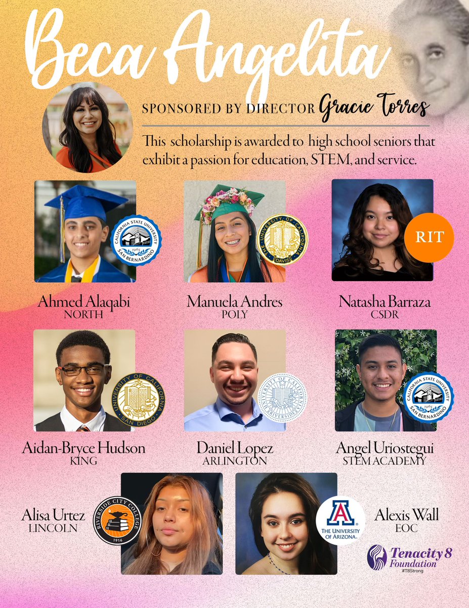 _gracietorres's tweet photo. 1/3 
Beca Angelita, named after my Abuelita, is a scholarship fund awarded to high school students who exhibit a passion for ed, STEM, &amp; service. 

All 8️⃣ selected awardees have demonstrated diligence, work ethic, and passion for STEM. https://t.co/fv6jXGJdpo