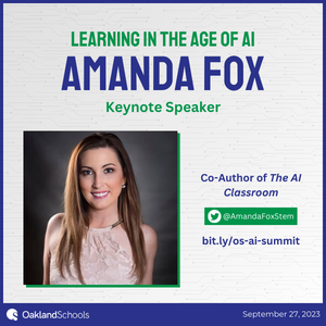 Lisa Whiteside (@lisa7whiteside) on Twitter photo Don't miss the opportunity to attend "Learning in the Age of AI" featuring keynote speaker <a href="/AmandaFoxSTEM/">Amanda Fox ✈️Cincy✈️Vegas ✈️ Palo Alto ✈️ATL</a>, on September 27, 2023. Spots are filling up fast! Registration includes lunch and a copy of The AI Classroom. Visit bit.ly/os-ai-summit to learn more and register. Don't miss the opportunity to attend "Learning in the Age of AI" featuring keynote speaker <a href="/AmandaFoxSTEM/">Amanda Fox ✈️Cincy✈️Vegas ✈️ Palo Alto ✈️ATL</a>, on September 27, 2023. Spots are filling up fast! Registration includes lunch and a copy of The AI Classroom. Visit bit.ly/os-ai-summit to learn more and register.