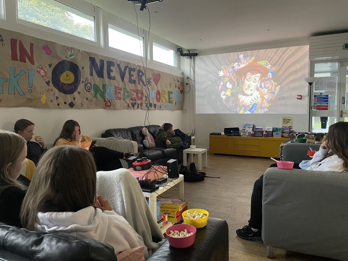 Movie night at youth café🎥 Can't go wrong with Toy Story & popcorn @ysortit #youthwork #youthcafe
