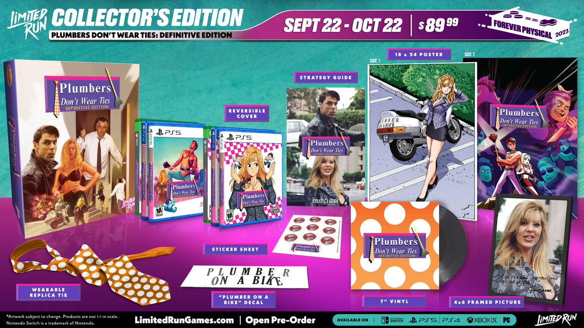 Thumb through a <a href="/PressRunBooks/">Press Run Books</a>  strategy guide, jazz up your bike, and censor your friends with stickers! These amazing items and more are included in the Plumbers Don’t Wear Ties: Definitive Edition Collector’s Edition.