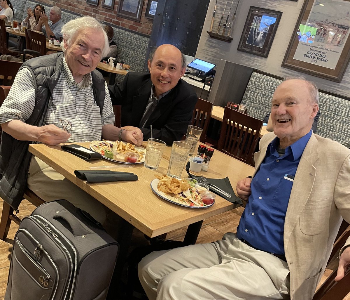 On our trip back from Houston to Boston, our flight was delayed for an hour. Jim Rice, John Hutchinson, and I had a leisurely seafood lunch at the Houston-Bush International Airport. I questioned them about early years of Fracture Mechanics.