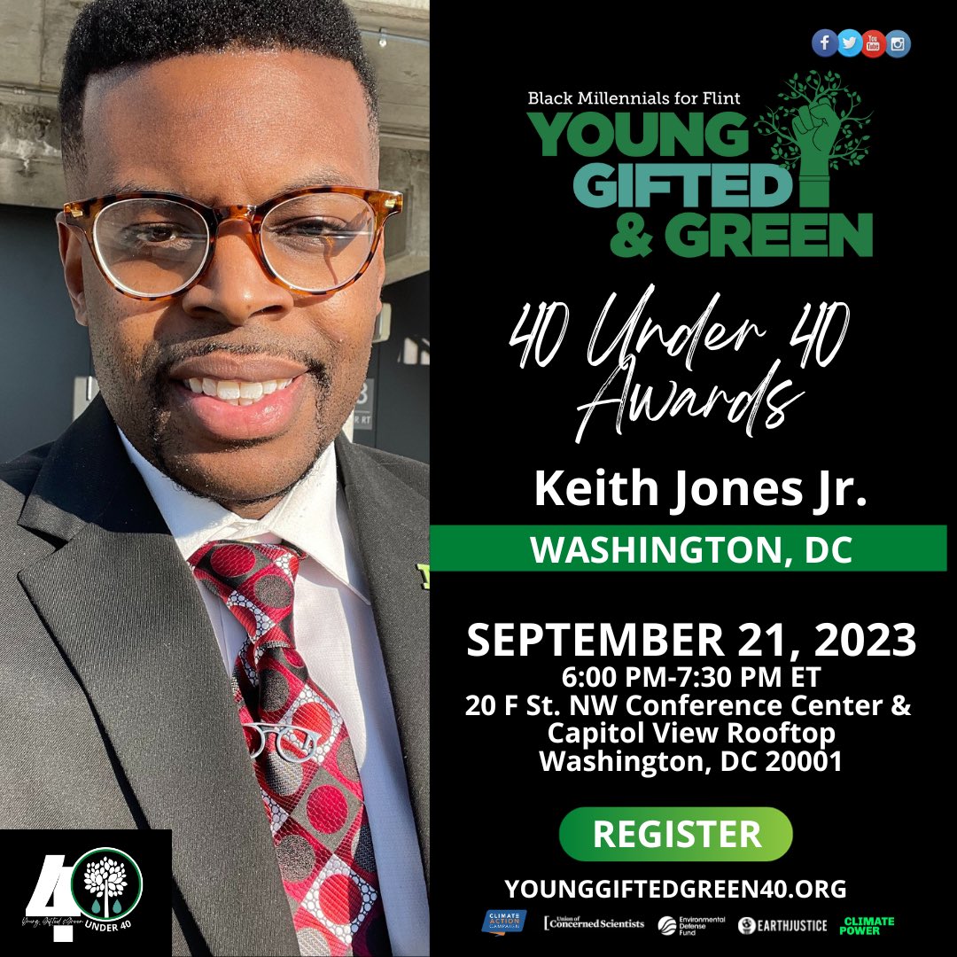 I am super excited to be a 2023 Young, Gifted & Green Awardee presented by @BM4Flint during Congressional Black Caucus ALC 9/21/23 in Washington, DC. #YoungGiftedGreen