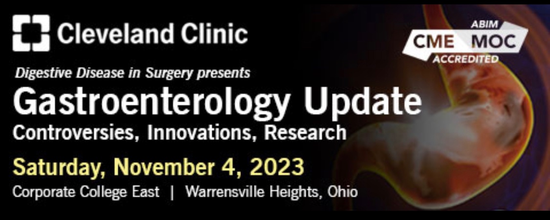 RitaRys1's tweet photo. Join us in person on November 4, 2023 for the “Gastroenterology Update” course. Earn CME credits and MOC (ABIM & ABS) points at the same time. Register today at https://t.co/0j0S6Ay3DR. @ScottGabbardMD @JModaresi @SiddikiGI @MRegueiroMD @AnthonyLemboMD @CleClinicMD #GIUpdate https://t.co/7TjucW6m6r