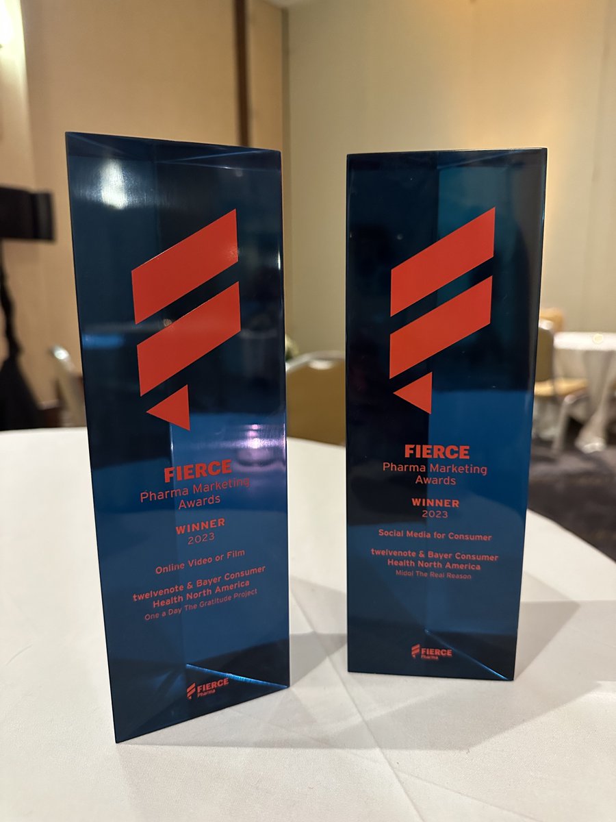 12Note_Agency's tweet photo. We’ve scored two big wins at the Fierce Pharma Marketing Awards.🏆 Our work with Bayer Consumer Health on One A Day’s The Gratitude Project and Midol’s The Real Reason both won in their respective categories. Congrats to all who worked on these campaigns!

https://t.co/veortqfgIs https://t.co/ejwqyefcDD