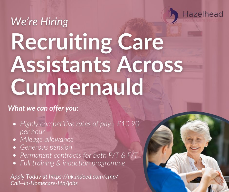 Do you live in or near Cumbernauld? If so, we need you! 👉 Hazelhead Homecare are welcoming new Care Assistants to our growing professional team across Edinburgh South. Visit our Indeed page to learn more and apply indeedhi.re/3LqYC71 #TeamHazelhead