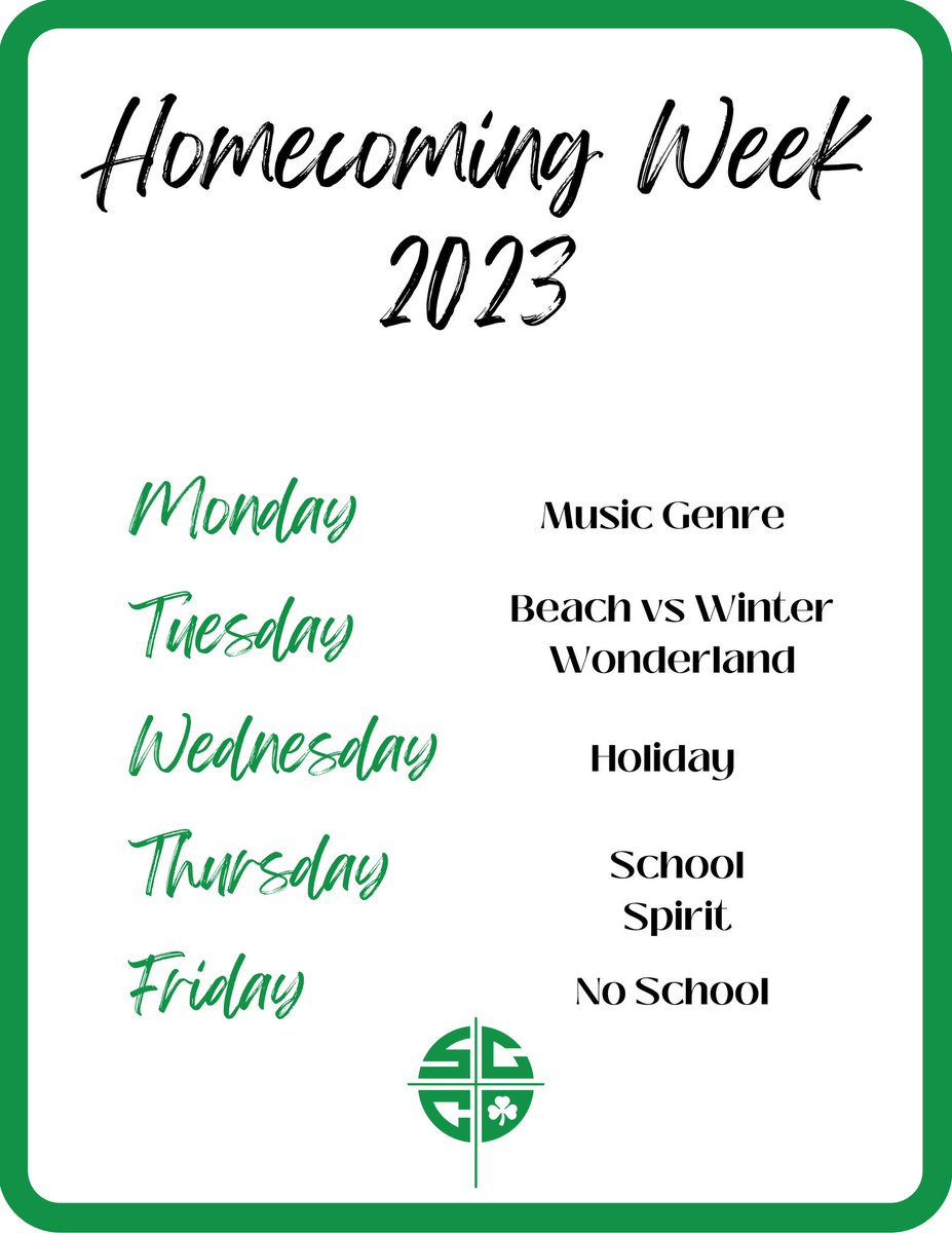 ScotusCC's tweet image. Homecoming is next week! Here are the themes. Reminder there is no school on Friday. #GoRocks #TheScotusWay
