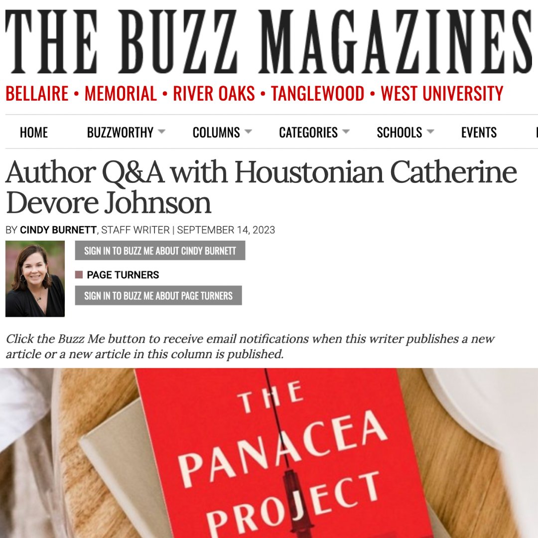 cdjohnsonauthor's tweet photo. A BIG thank you to @burn555555 and @buzzmagazines for this great Q&amp;A on The Panacea Project! #pageturners https://t.co/KQeImMv458