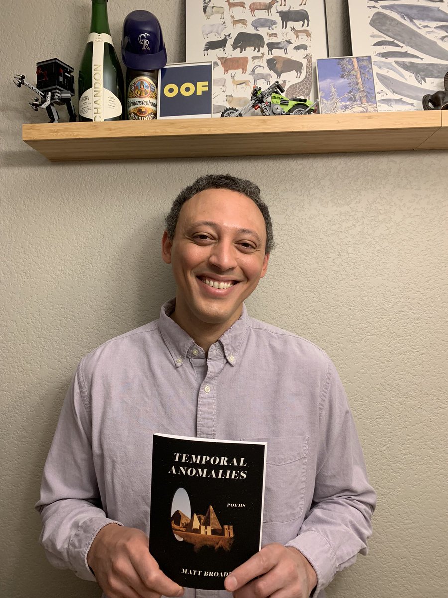 MattBroaddus's tweet photo. It’s Temporal Anomalies Day! So grateful to @RicochetEds for bringing my first full length book of poems into the world. Thanks to my friends, family, and the community that has supported me! We did it! https://t.co/wNdae3dOkg