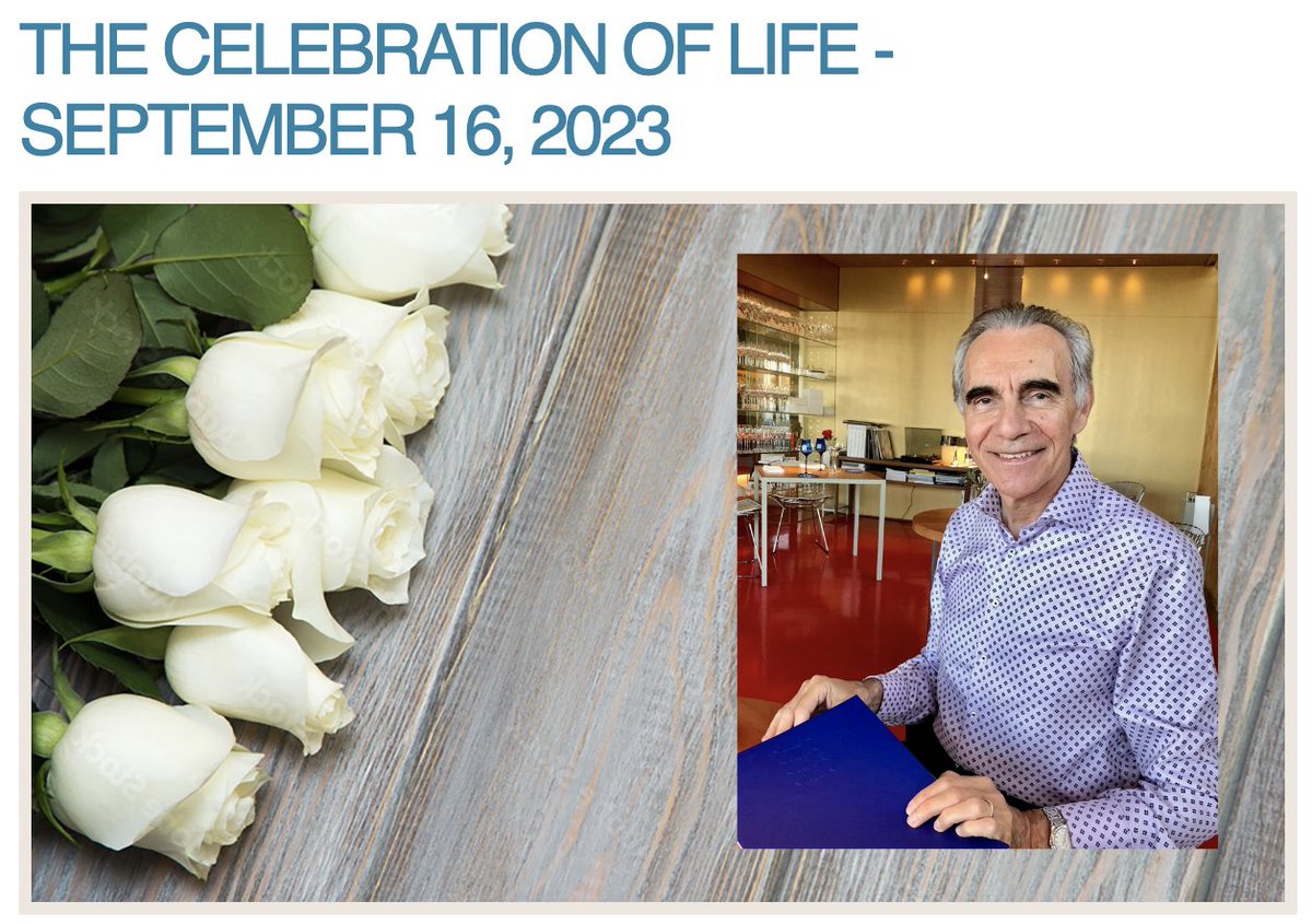 Friends/students of #FredGentili join online to watch spectacular Celebration of Life with artistic performances/speeches organized by widow Gina on Saturday Sep 16 @ 1230pm Toronto (GMT-4). Leave your comments online while watching. PLEASE SHARE! Link: youtube.com/watch?v=6U94T_…