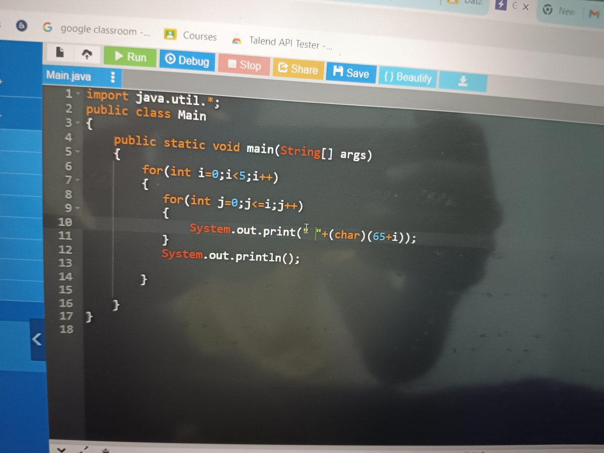 chandrasur58652's tweet photo. #100daysofcoding 
#Java 
#Day36 
Pattern programming https://t.co/sfeTmGYyRs