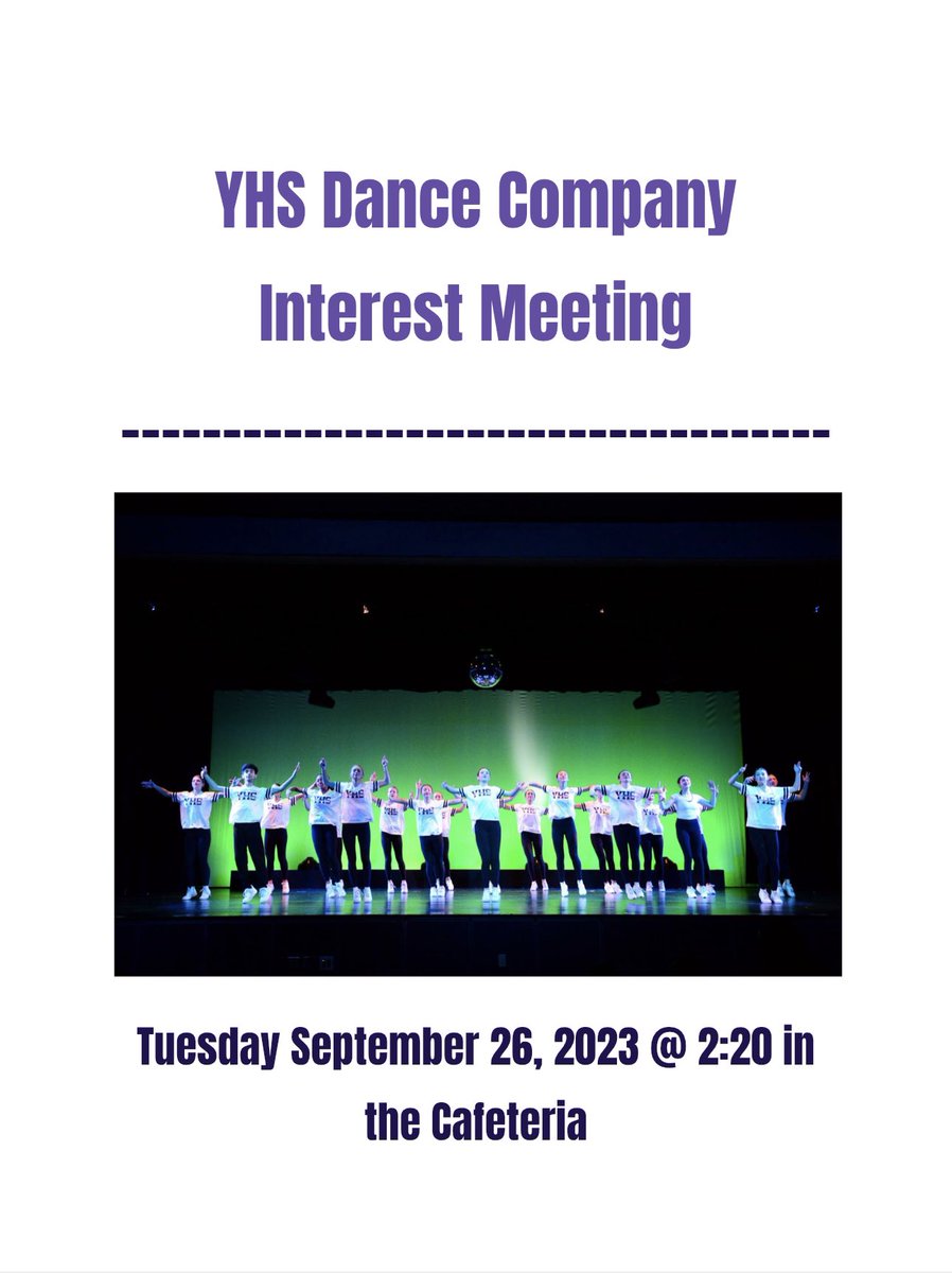 yhsdco's tweet photo. Our general interest meeting is September  26th in the cafeteria‼️ Everyone is welcome! @YHSDeGennaro https://t.co/bWFAgFC7HK