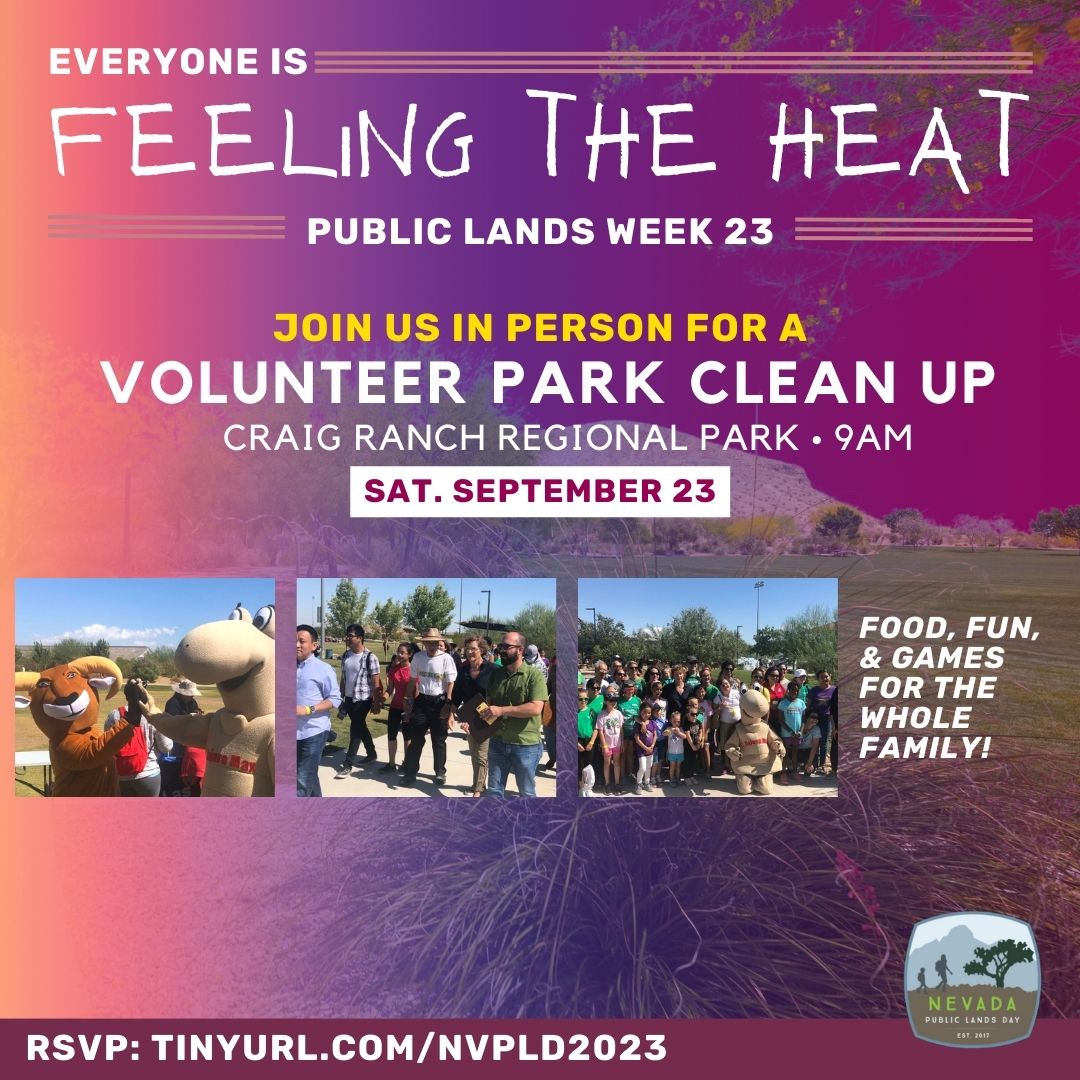 ProgressForNV's tweet image. As summer heats up, we're all experiencing the rising temperatures. Beat the heat this Public Lands Week by joining us to discover the effects of climate change on our communities and how you can become a climate ally! 🌎#PLD23
Here's our upcoming events: tinyurl.com/NVPLD2023.