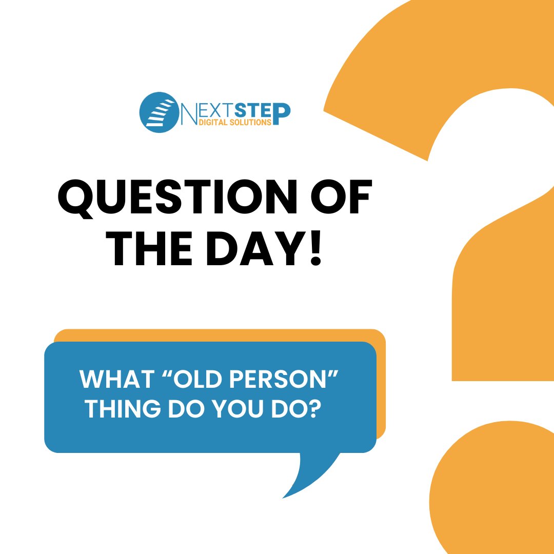 What have you ever done or said that reminded you of an old person?

#nextstepdigitalsolutions #takethatnextstep #thinkdiffrerently #nextstep #kingstonjamaica #morantbaystthomas #webdesigncompany #digitalmarketing #digitalmarketingagency #socialmedia #webdesign #logodesign
