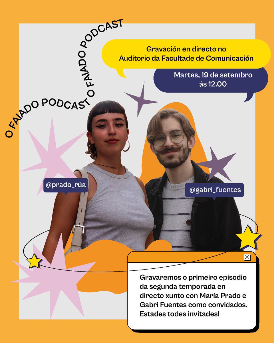 🚨 É oficial: ESTAMOS DE VOLTA 🚨 E volvemos, nin máis nin menos, coa gravación do 1º episodio con público 🤩 Apuntade a data nas vosas axendas 🌟