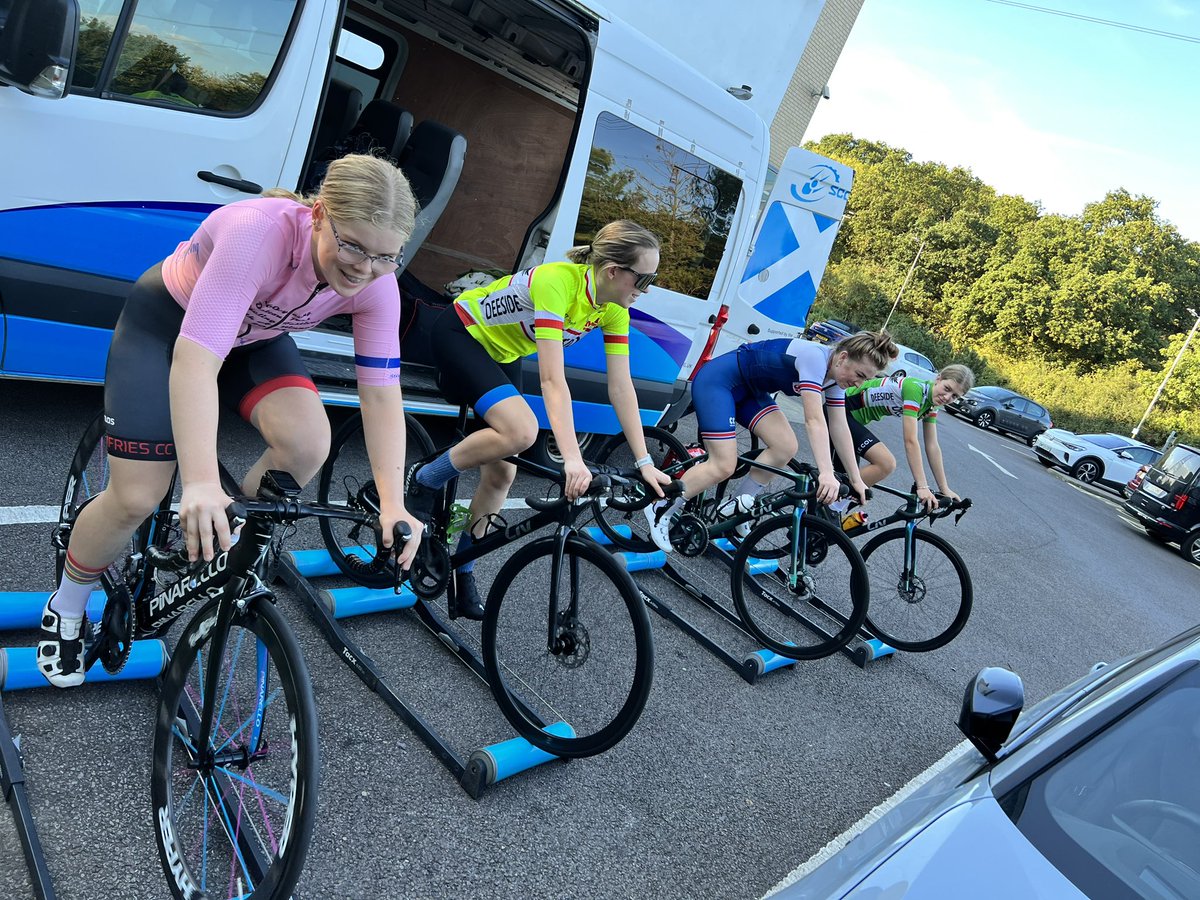 BodiesBits's tweet photo. @ScottishCycling after 8 hours of travelling for this weekends inter regional road championships, our boys and girls have a roller session before dinner. https://t.co/6LNt0TaXiD