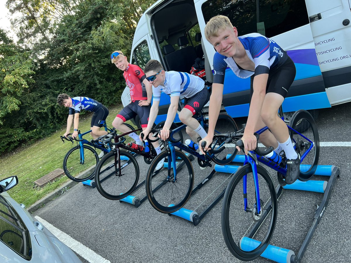 BodiesBits's tweet photo. @ScottishCycling after 8 hours of travelling for this weekends inter regional road championships, our boys and girls have a roller session before dinner. https://t.co/6LNt0TaXiD
