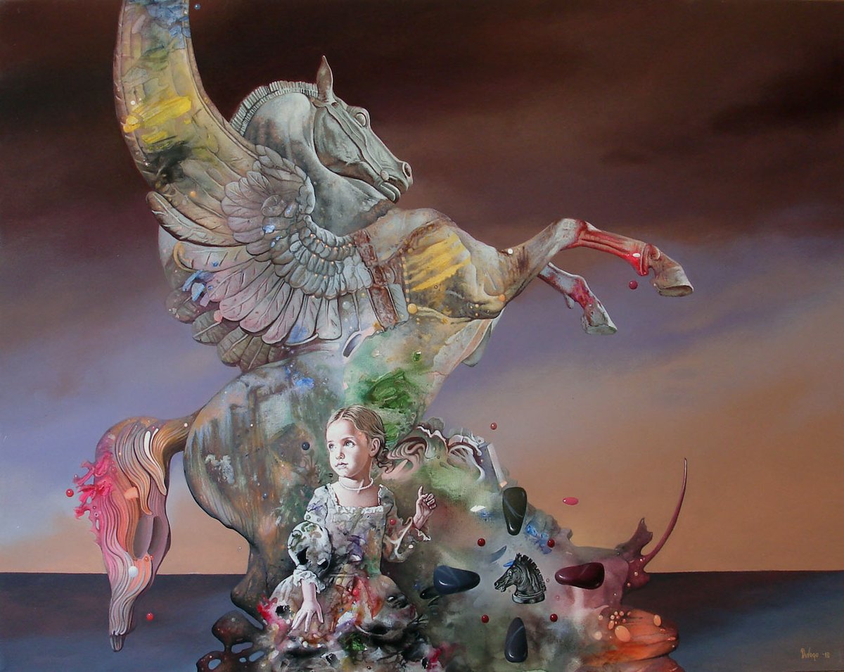 You are what you tweet... 
Ocekivanje kreira (Expectations create), 60x80cm, acrylic-oil on canvas, 2016.
<a href="/DiVogo/">Di Vogo</a> <a href="/artermaxi/">Arter</a>
#NFT #NFTart #NFTCommunity opensea.io/collection/dih…