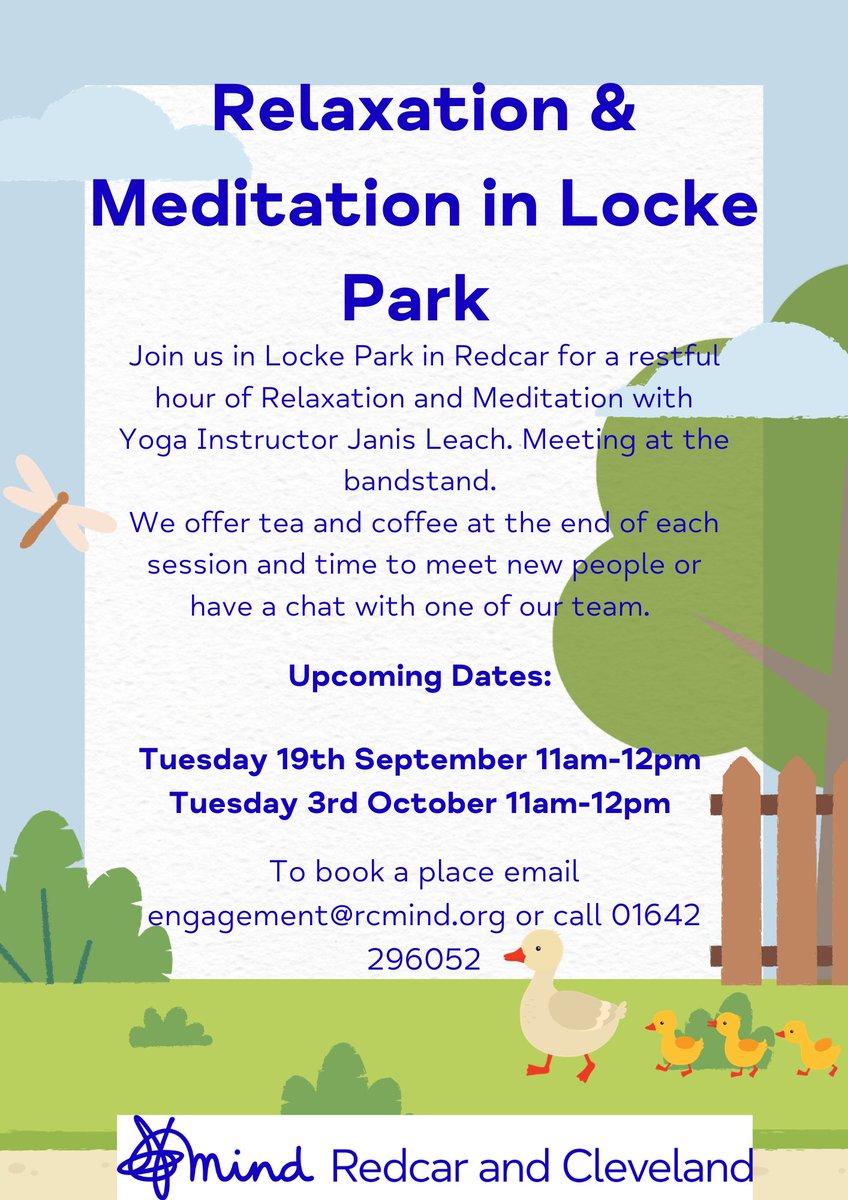 We still have a few places available for our next Relaxation Sessions in Locke Park.  Please email us at engagement@rcmind.org with your full name, to reserve a place.