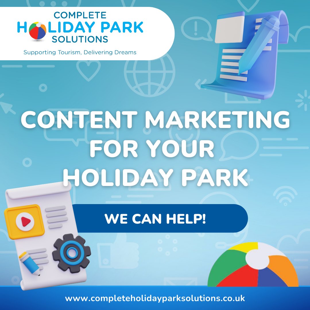 CompletePark's tweet image. In the digital world, content marketing has become a powerful tool for businesses, including holiday parks. Whether you need regular blog posts to highlight local attractions, or showcase the features of your park, we create compelling content that resonates with your readers.