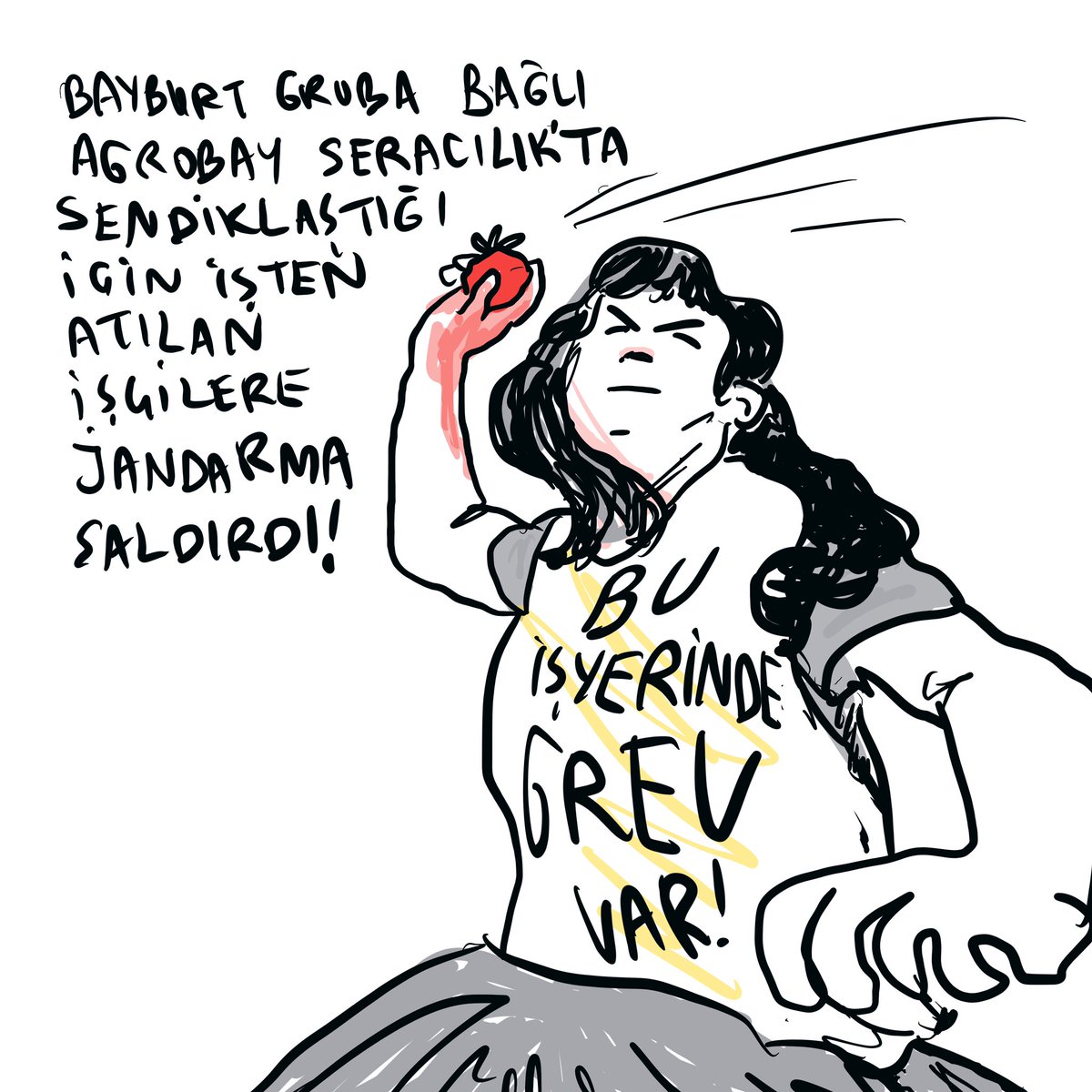 İzmir, Dikili’deki dünyanın en büyük domates serasına sahip olduğunu söyleyen Bayburt Grup’a “bağlı Agrobay Seracılık'ta işçiler, Tarım İşçileri Sendikası (Tarım Sen) üyesi oldukları gerekçesiyle işten çıkarıldı. 

Sera önünde direnen işçilere jandarma saldırdı.
<a href="/tarimsendikasi/">Tarım-Sen</a>