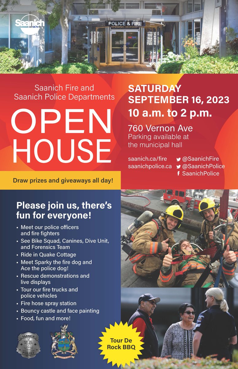 Come join us tomorrow for the Fire and Police Open House from 10am-2pm - 760 Vernon Ave. There will be fire fighter demos, an earthquake simulator, kids fire hose station, a bouncy castle, face painters, and so much more! Did we mention pizza🍕and cake🍰 !?!