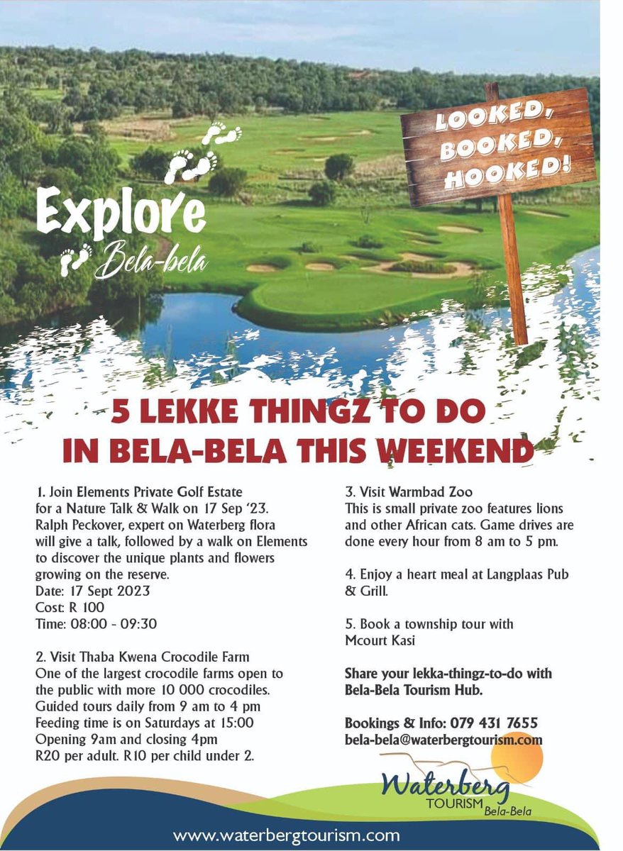 MelodingH's tweet photo. Activities you can enjoy when you visit Bela Bela. 

#explorebelabela #melodingguesthouse #travel https://t.co/NoyQYAIWyu