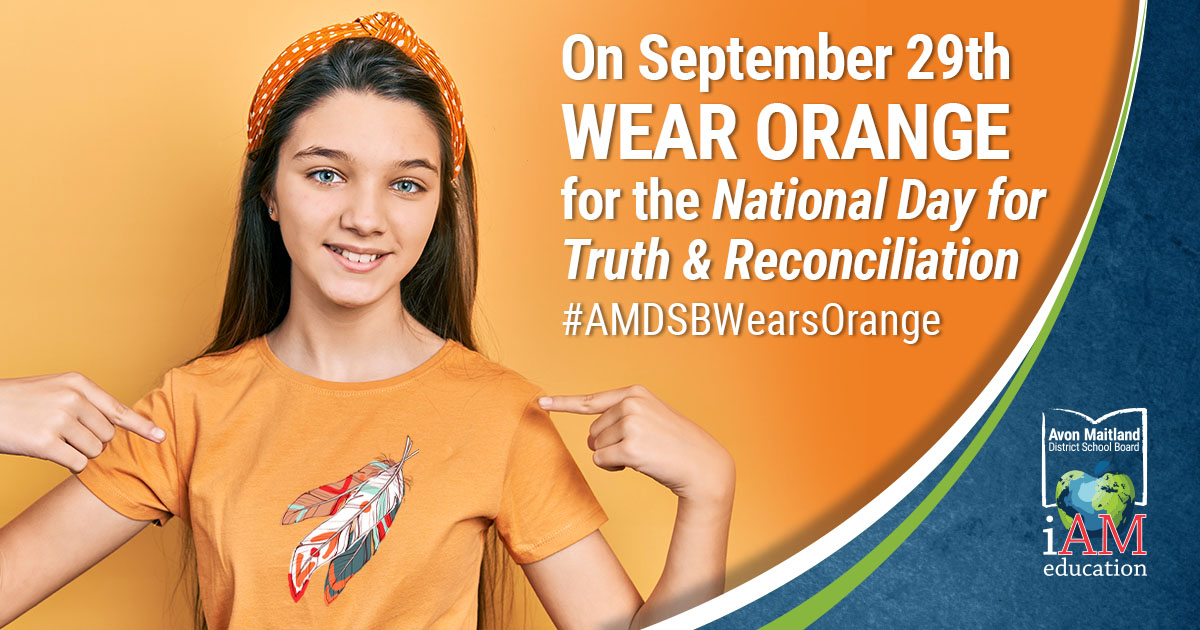 Next week is National Truth and Reconciliation Week. At AMDSB we will wear orange for the National Day for Truth and Reconciliation (Orange Shirt Day) on Friday, September 29 (observed on Sat, Sept. 30). orangeshirtday.org/phyllis-story #EveryChildMatters #AMDSBWearsOrange