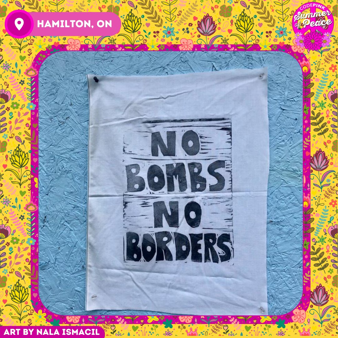 codepink's tweet photo. Summer may be coming to a close, but peace is as hot as ever! #SummerofPeace ✌️☀️   

Members and partners have been taking bold actions for peace, like this amazing art! 💗 https://t.co/DU1qoBsZsQ