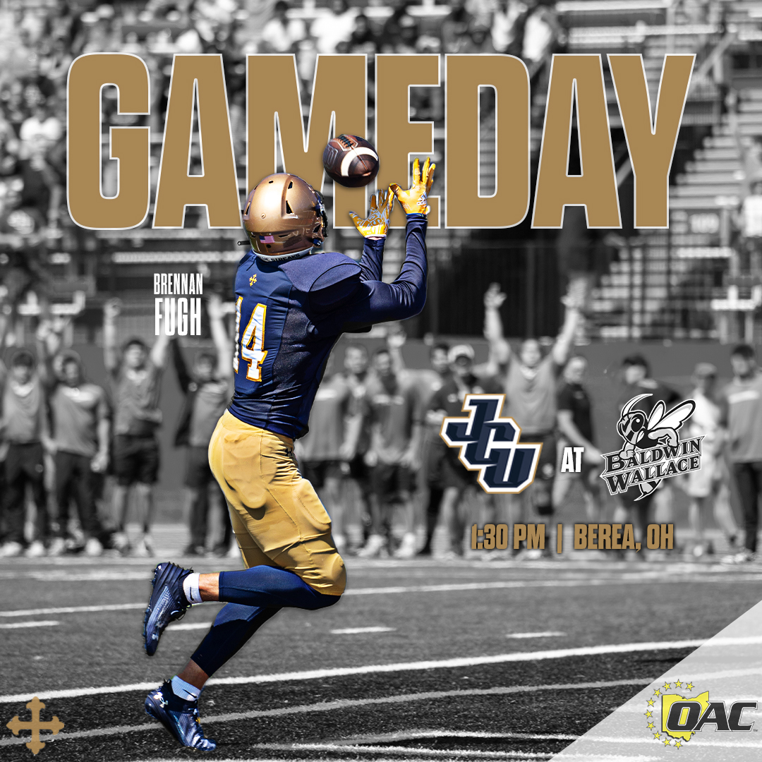 jcusports's tweet photo. CUYAHOGA GOLD BOWL GAMEDAY!

@JCUFootball heads to Berea, hoping to hold onto the Cuyahoga Gold Bowl 🪨

📻 @WJCU887 
🎫 https://t.co/941tB8aIGc
📊 https://t.co/nhk8ZgkMBk
📺 https://t.co/V2Chixg9mI
#OnwardOn ⚡️ https://t.co/nwxd4gNsCG