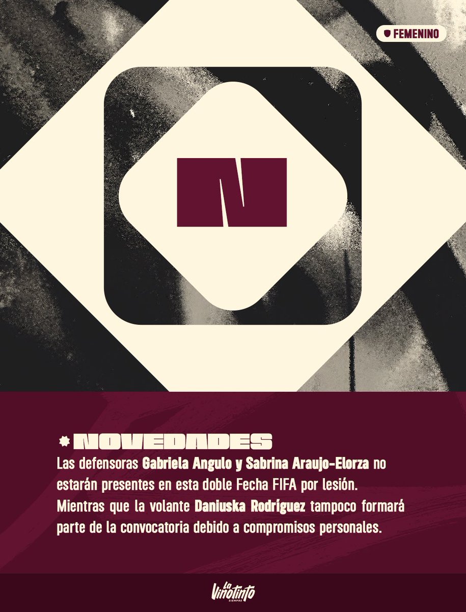 Nuestras 23 futbolistas están listas para 𝘃𝗼𝗹𝘃𝗲𝗿 𝗮 𝗰𝗮𝘀𝗮😍🫡 Te presentamos la convocatoria de la #VinotintoFemenina para los amistosos de la Fecha FIFA ante Uruguay este 21/09 y 25/09 en el estadio Olímpico de la UCV en Caracas. #SiempreVinotinto