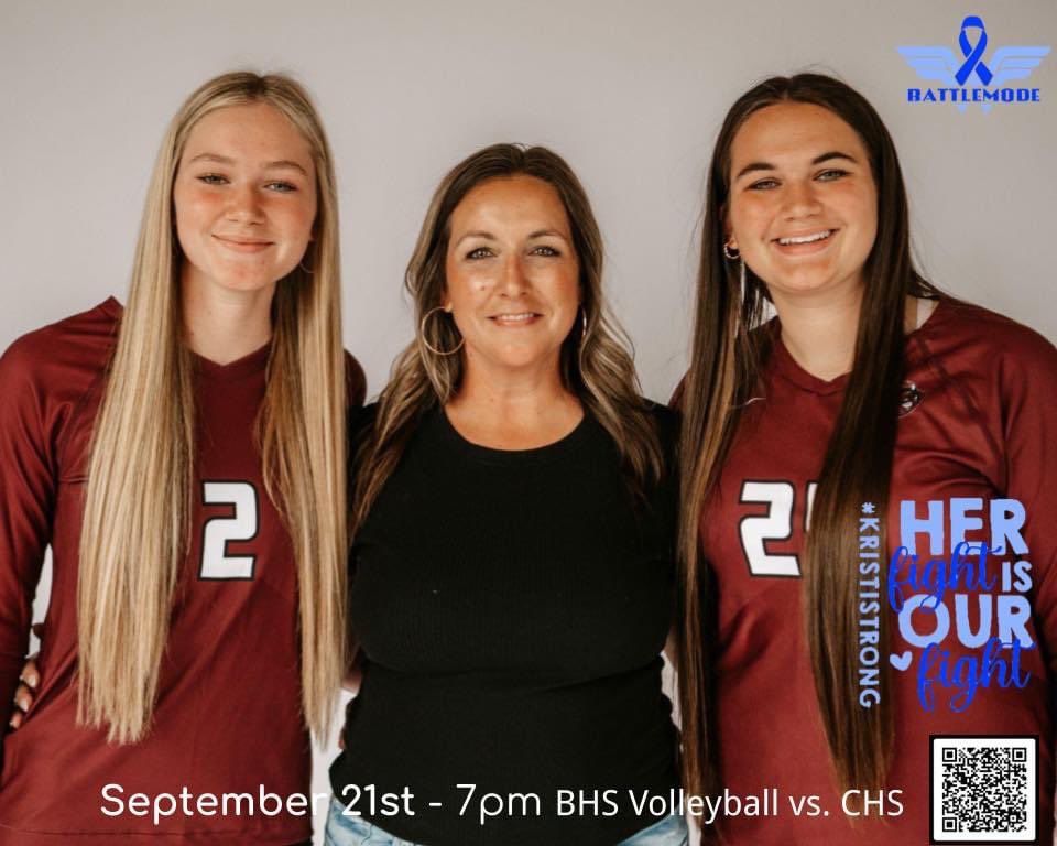 BLUE NITE!

🏐September 21 - 7pm
🏐BHS vs <a href="/CHSPatriotsVB/">CHS Patriots 🏐</a>, Karlgaard Gym

Paint the crowd BLUE &amp; join us to help support Kristi &amp; the entire Vetter/Rood family!
💙Silent Auction
💙50/50 Raffle
💙GoFundMe

Don’t forget to wear your #krististrong t-shirts!
#OneTeamOneBattle #Demonvb