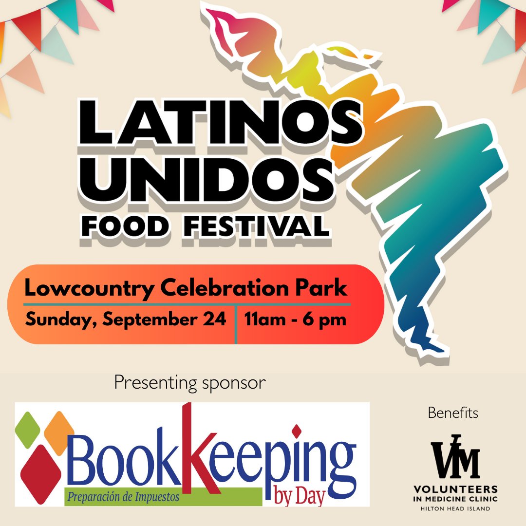 Huge thanks to presenting sponsor Bookkeeping By Day! Looking forward to enjoying great food 🌮 and music with everyone on Sept. 24 from 11am to 6pm. at Lowcountry Celebration Park.