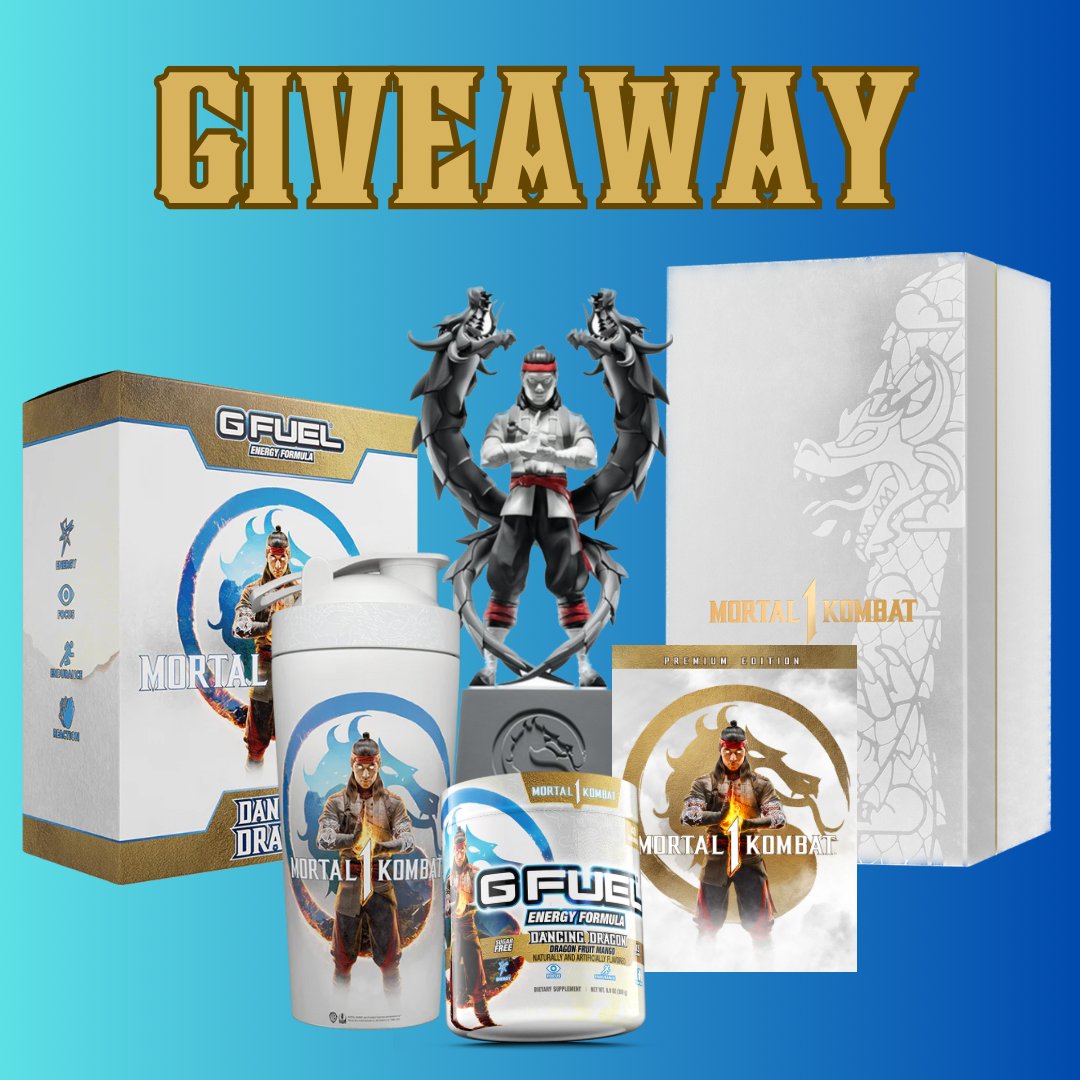 💙 𝐑𝐓 + 𝐅𝐨𝐥𝐥𝐨𝐰 + 𝐂𝐨𝐦𝐦𝐞𝐧𝐭 𝐲𝐨𝐮𝐫 𝐟𝐚𝐯 𝐌𝐊 𝐂𝐡𝐚𝐫𝐚𝐜𝐭𝐞𝐫 to win all the #MK1 x #GFUEL PRIZES you see here!!!

🔥 4 winners picked next week to celebrate the launch of our <a href="/MortalKombat/">Mortal Kombat 1</a> "DANCING DRAGON" Flavor!

🛒 𝐆𝐄𝐓 𝐘𝐎𝐔𝐑𝐒: GFUEL.ly/mk1-dancing-dr…