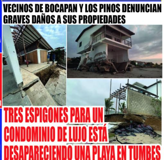 GabrielPena71's tweet photo. SIN PLAYAS PARA TODOS Y MUCHOS SIN VIVIENDAS. 

Afectados piden el RETIRO INMEDIATO y ágil de los 3 espigones del CLUB PRIVADO @cabomerlin e INDEMNICEN a todos los PERJUDICADOS.
#cabomerlin

@MuniciTumbes @MinamPeru @MINCETUR @TumbesRegion @LulaDelMar @RPPNoticias https://t.co/FZvclj5tLB