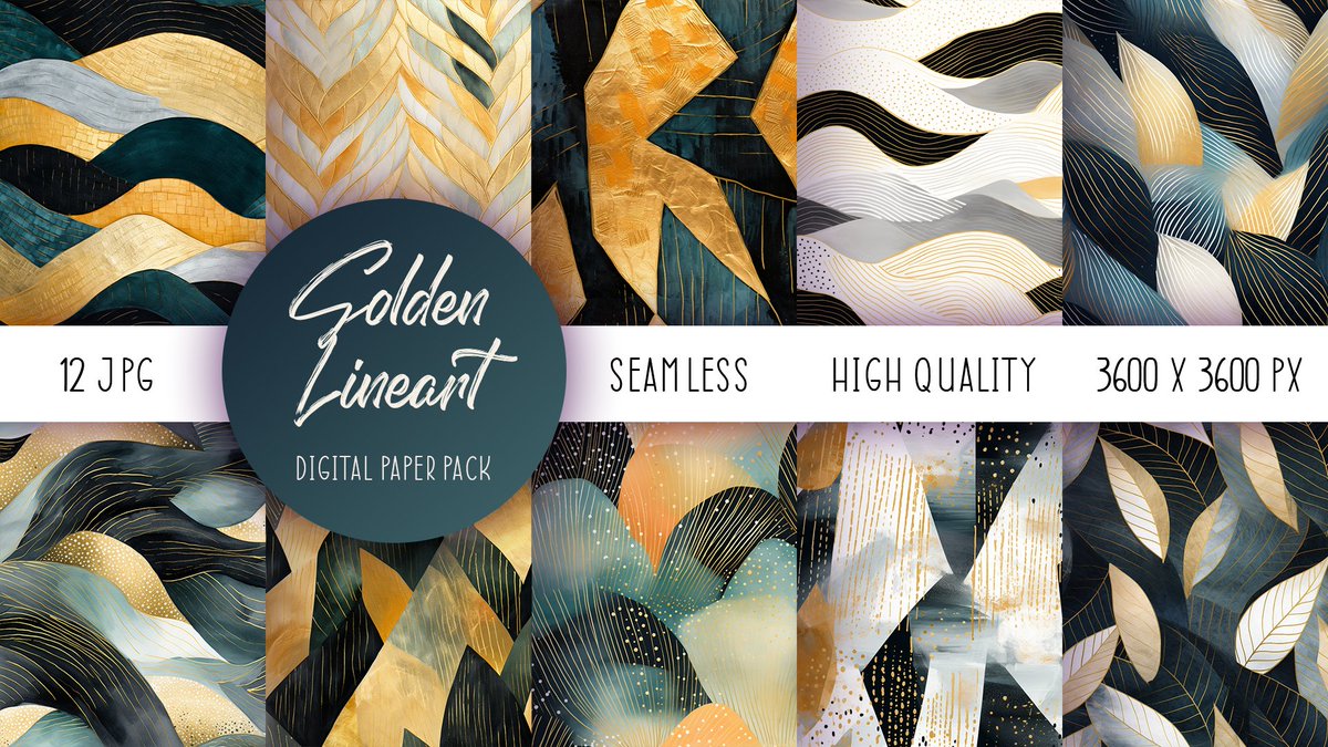 Golden Line Art Digital Paper, Seamless Gold Pattern, Seamless Damascening, Gold Patina Painting etsy.me/3Pna44M via <a href="/Etsy/">Etsy</a> 

#golden #lineart #pattern #seamless #digitalart