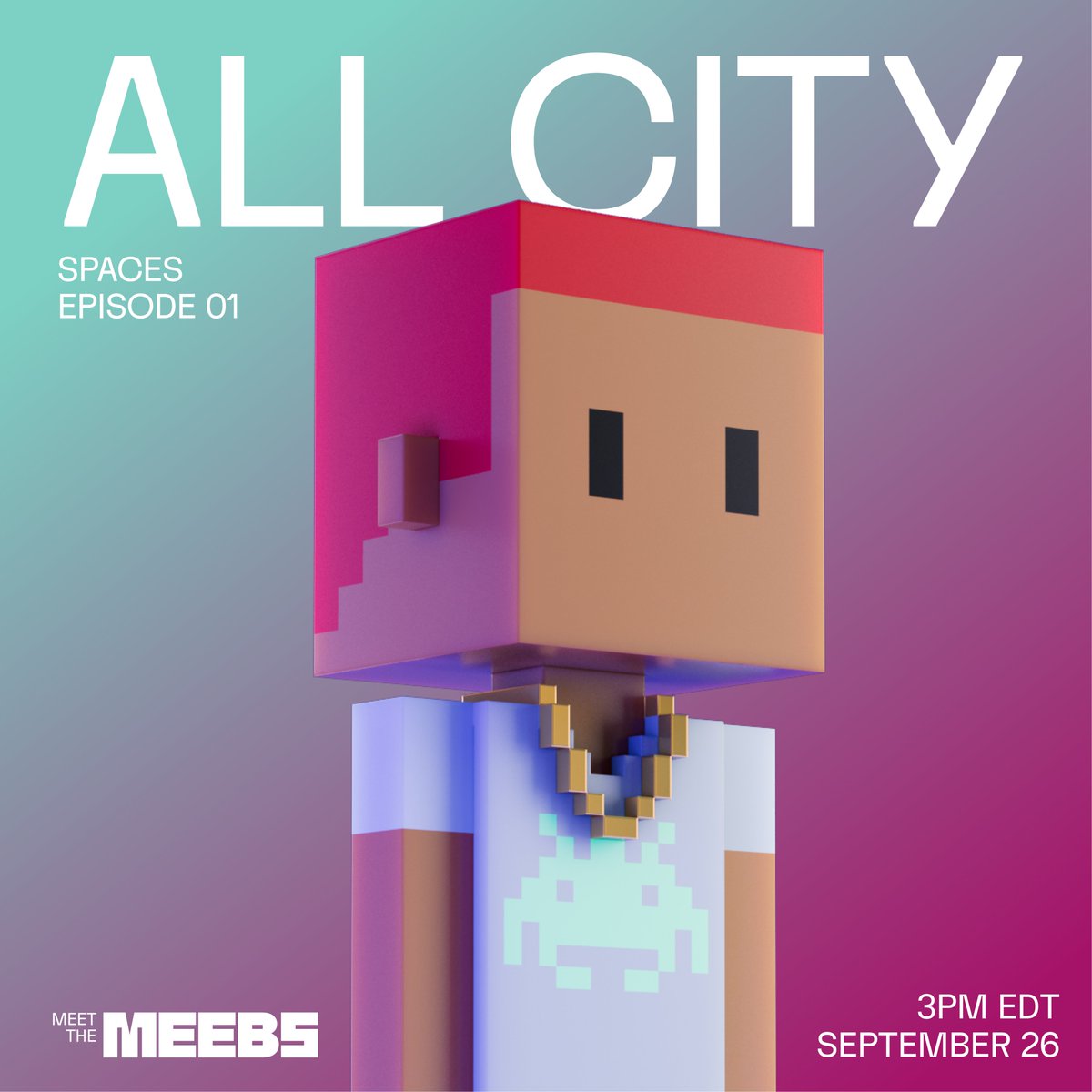 MeebitsNFTs's tweet photo. It’s time to get to know the people behind the PFPs. The first MEET THE MEEBS Space is coming up on Sep 26 with artist/creative @AllCityBAYC. Until then, here’s a bit about the proud holder of Meebit #18437:

MEEBED IN:
July 7th, 2021. Loved the diversity and look.

FAV TRAIT:
Tie dye shirts and 3D glasses!!!

!MEEBIN MEANS:
Vibes… welcoming and positive.

IF I COULD ASK MY MEEBIT ONE THING:
Love the hair, wanna trade?

WHAT I’M UP TO IN WEB3:
I am an ApeCoinDAO Governance Steward and AIP grant recipient for BeyondTheSWAMP magazine (Made by Apes license #00013).

WHEN I TAKE A BREAK TO TOUCH GRASS:
I am a career creative who is an active graffiti artist.

KEEP AN EYE OUT FOR ME IN:
The upcoming Yuga Labs Cryptopunks (Punk #4751) book.