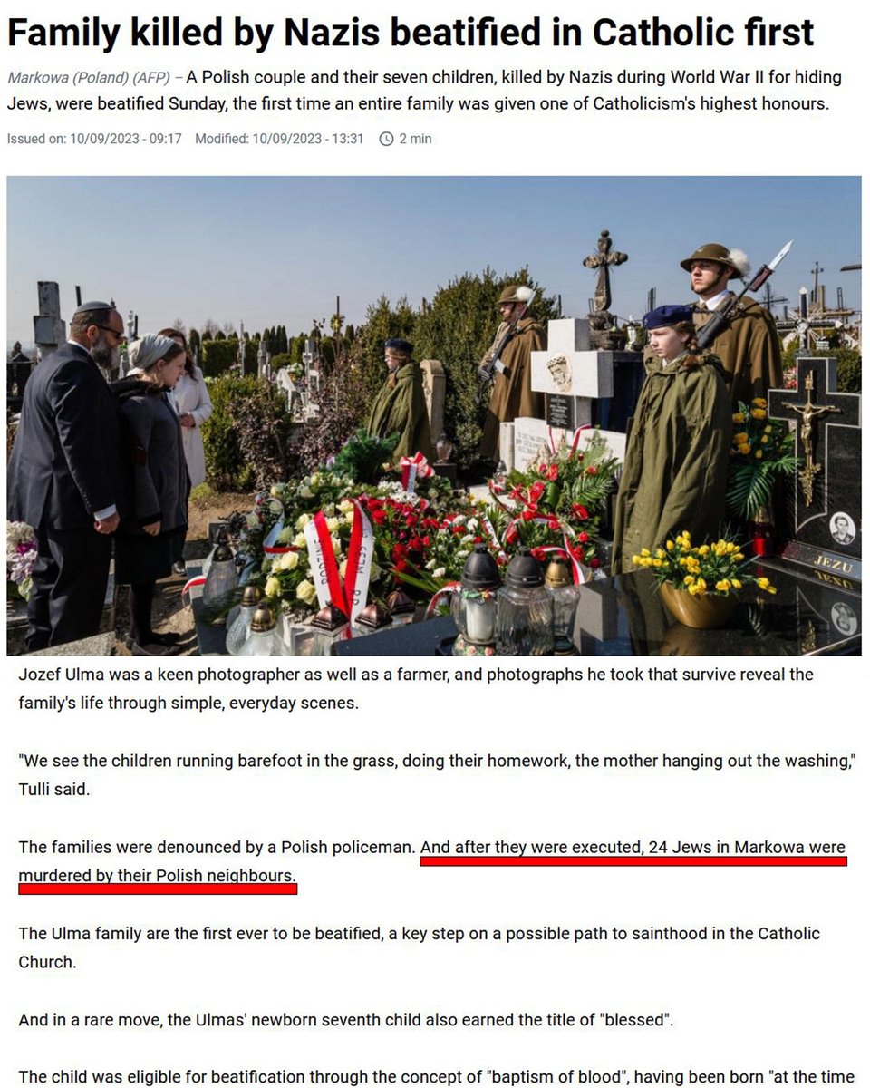 No, <a href="/France24_en/">FRANCE 24 English</a>, you got it all wrong. 

After the murder of Józef and Wiktoria Ulma and their children by German Gendarmerie, none of the Markowa families sheltering Jews gave it up. 21 Jews survived the war in the village, which is a fact.

You are defaming people who saved