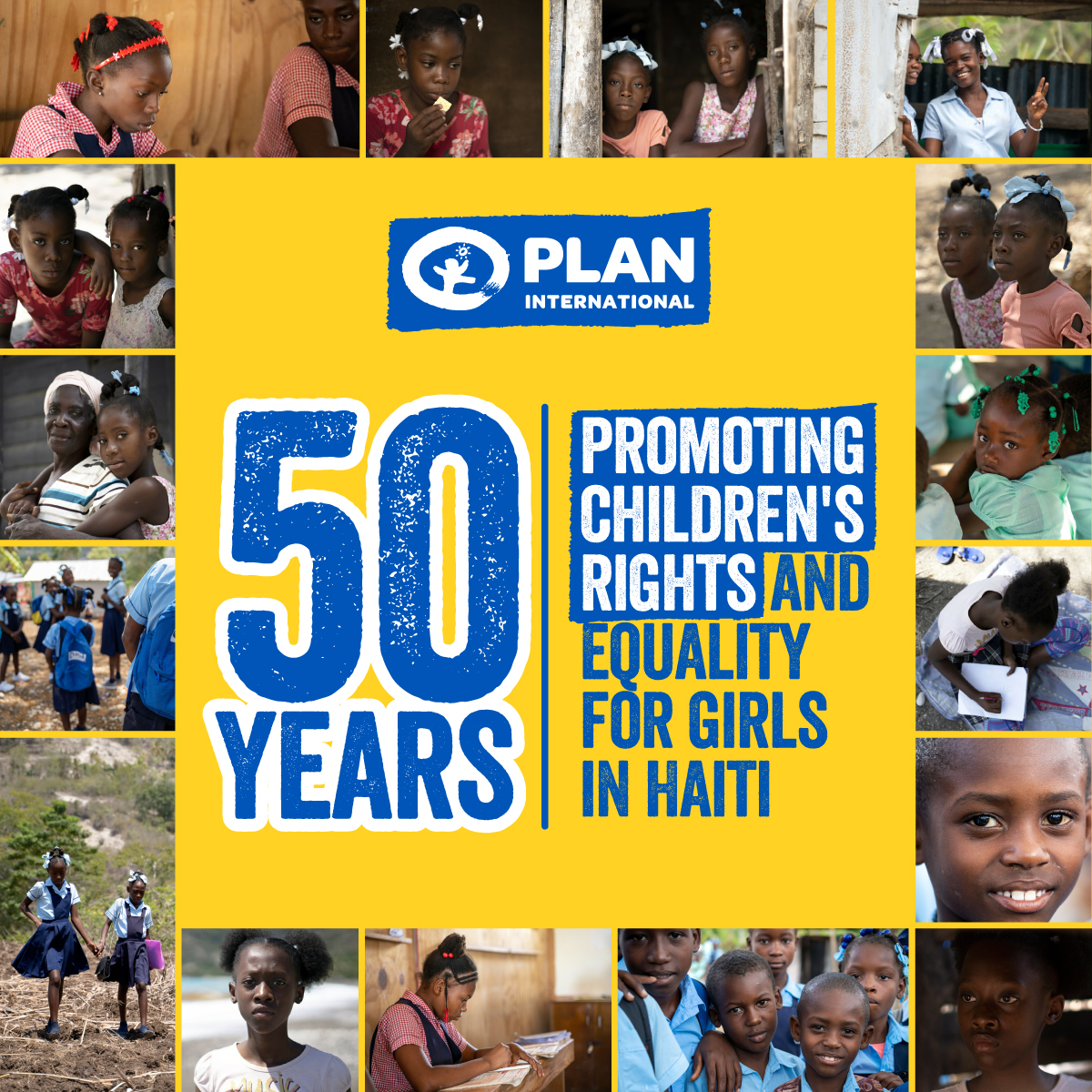 PlanHaiti's tweet photo. Join us in celebrating 50 years of working for children's rights in Haiti. We have come a long way since 1973, but there is still much work to be done as the humanitarian situation gets worse. #50YearsInHaiti #PlanInAction #Educational #ProtectionOfGirls #Humanitarian https://t.co/8pjds5uEkS