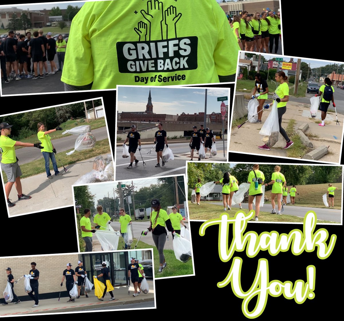 The city would like to thank the <a href="/MissouriWestern/">MoWest</a> students who took some time today to help beautify our community during your Griffs Give Back Day of Service. From Bartlett Park into the downtown area, you collected dozens of bags of trash from our streets and sidewalks. Thanks!