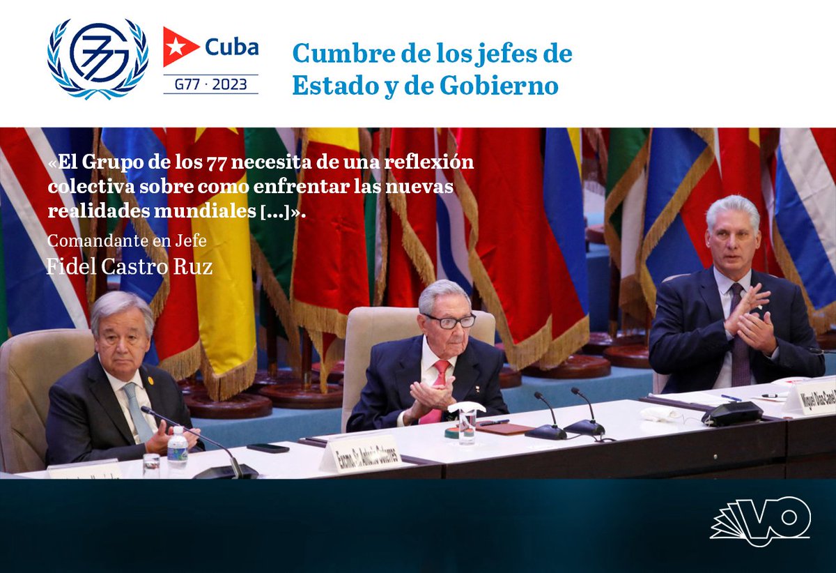 #CumbreG77 🇨🇺Cesó en La Habana la Cumbre G77, después de varias jornadas de valiosos debates. Estamos convencidos de que « No hay hombres importantes, no hay hombres grandes; hay ideas importantes». Fidel Castro Ruz