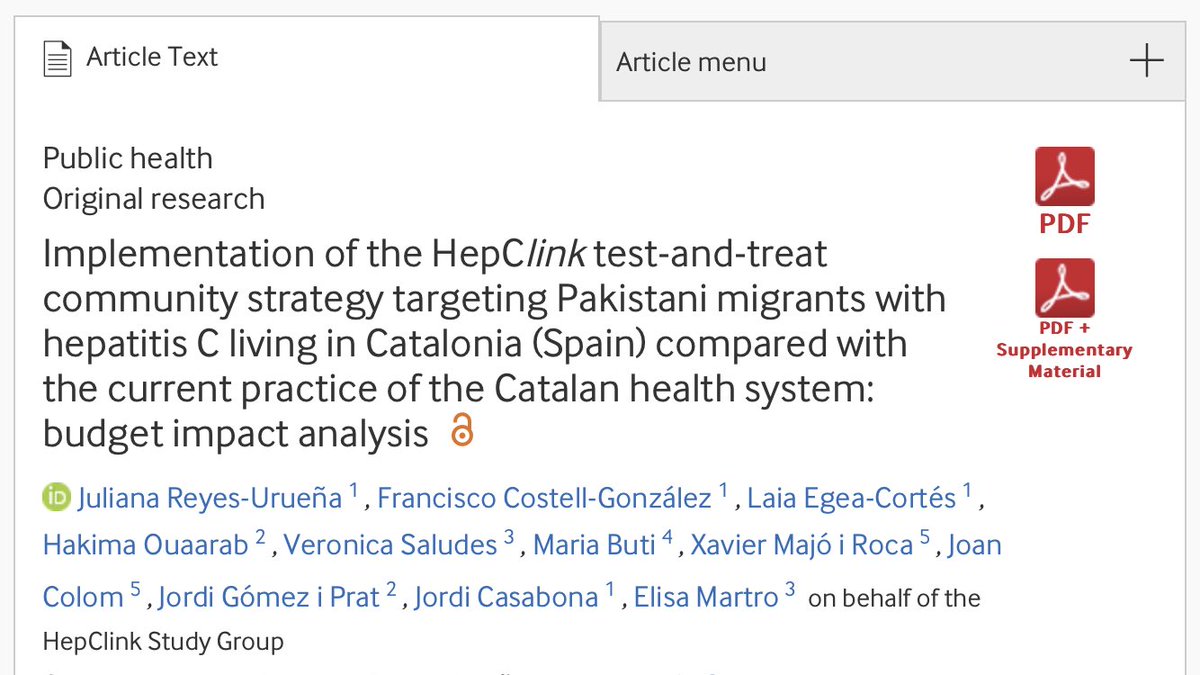 We additionally estimated the impact of scaling up the #HCV test&treat strategy #HepClink to the whole Pakistani population living in Catalonia, based on #community screening and simplified access to treatment 🩸🦠💊 

👉Check it out here: @BMJ_Open
bmjopen.bmj.com/content/13/8/e…