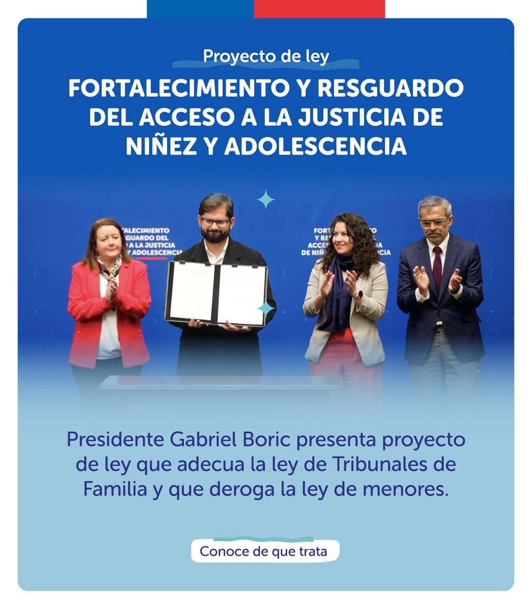 CAJ_RM's tweet photo. Trabajamos para que los niños, niñas y adolescentes de Chile tengan derecho a ser escuchados y a protección en los Tribunales de Familia. El Presidente @GabrielBoric junto al ministro @LuisCorderoVega y la ministra @javieratoroc, firmó el proyecto de ley #ProtegiendoAlaNiñez https://t.co/rn7mk3jm4p
