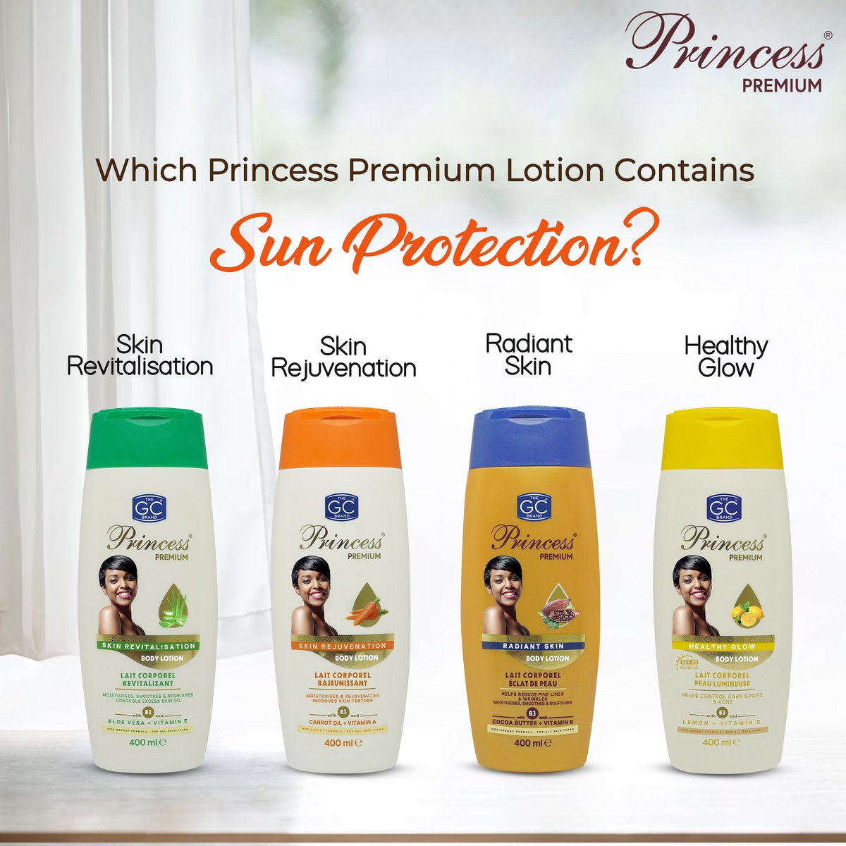 GhandourGhana's tweet photo. Did you know Sun Protection Creams shields your skin from harmful sun rays? βοΈ Plus, it helps prevent premature aging and reduces the risk of sunburn. Can you guess which of our Princess Premium Lotions contains SPF protection?
#princess #princesspremium #lotion #takecareoffutureyou #ghandourcosmeticsltd #thegcbrand