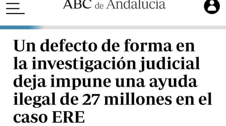 PedroOtamendi's tweet photo. Un defecto de forma en la investigación judicial deja impune una ayuda ilegal de 27 millones en el caso ERE. El juez acaba de archivar el caso. 

Un “caso aislado”… https://t.co/2SuV0c0Ku6